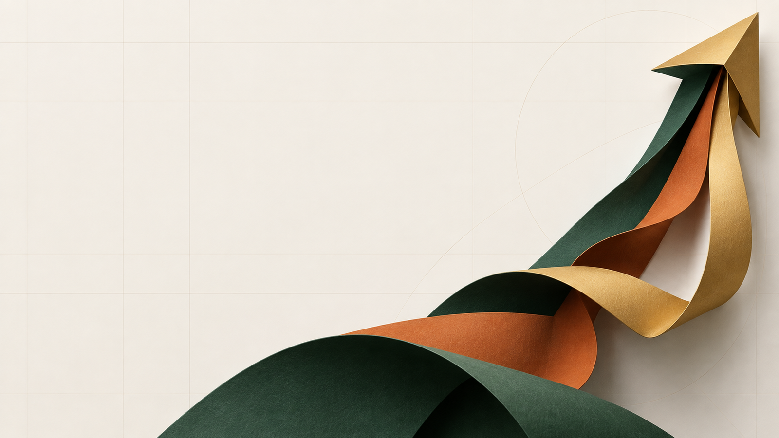 Sculptural orange, gold and forest-green arrows expressing Arrowverse’s Aim, Fly, Land identity